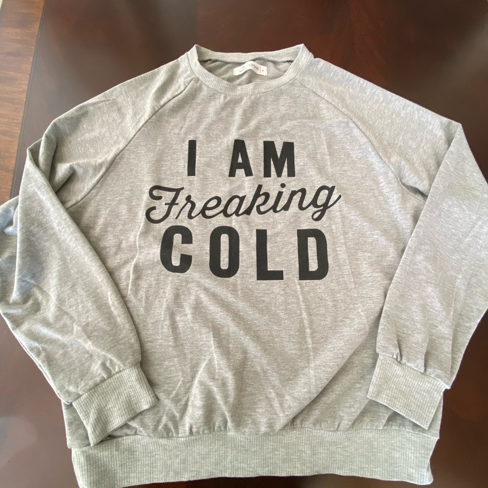 Cupshe Gray Long Sleeve Graphic Crewneck Unisex Sweatshirt Size S